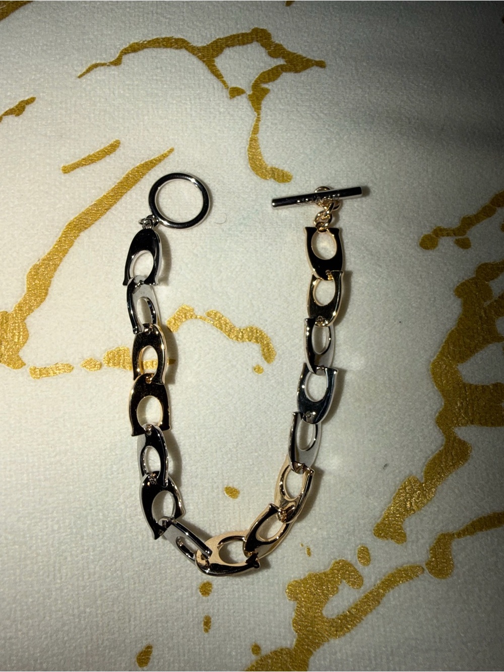 Coach Two-Tone Link Bracelet - Gold and Silver